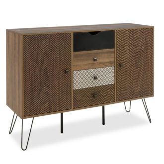 Alternative view of Μπουφές Boho pakoworld με τέσσερα συρτάρια καρυδί μεταλλικά πόδια 122x39,5x86εκ