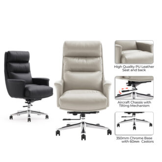 Alternative view of Καρέκλα γραφείου διευθυντή Nagal pakoworld PU σε μαύρη απόχρωση 71x73x117-123εκ