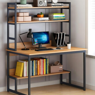 Alternative view of Γραφείο Damp pakoworld με ραφιέρα-MDF φυσικό-μαύρο 100x60x154εκ