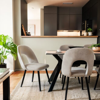 Alternative view of Καρέκλα Jonah pakoworld βελούδο γκρι-μαύρο πόδι