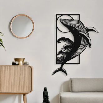 Alternative view of Διακοσμητικό τοίχου Whale pakooworld μαύρο μεταλλικό 38x1,5x50εκ