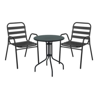 Τραπεζαρία Vergo-Sussie pakoworld 3τεμ μαύρο μέταλλο Φ60x70εκ