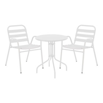 Alternative view of Τραπεζαρία Vergo-Sussie pakoworld σετ 3τεμ λευκό μέταλλο Φ60x70εκ