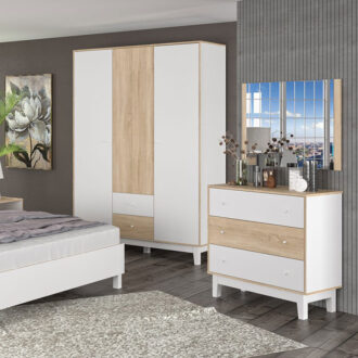 Alternative view of Συρταριέρα Awell pakoworld 3ων συρταριών sonoma-λευκό 90x44x88,5εκ