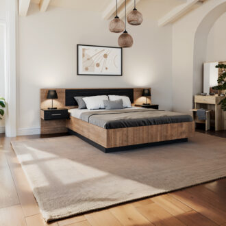 Alternative view of Κρεβάτι Romilly pakoworld μαύρο gloss-καρυδί 160x200εκ