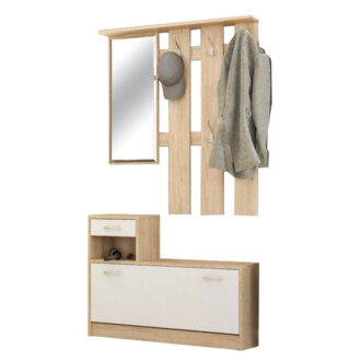 Alternative view of Έπιπλο εισόδου Jamie pakoworld φυσικό-λευκό 100x27.5x187εκ