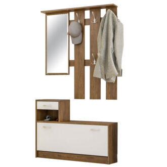 Alternative view of Έπιπλο εισόδου Jamie pakoworld καρυδί-λευκό 100x27,5x187εκ