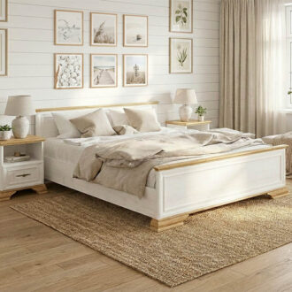 Alternative view of Κρεβάτι Jaden pakoworld golden oak-λευκό antique 160x200εκ