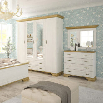 Alternative view of Συρταριέρα Jaden pakoworld 4ων συρταριών golden oak-λευκό antique 93,5x39x88,5εκ