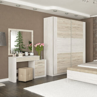 Alternative view of Τουαλέτα-καθρέπτης Neruda pakoworld λευκό antique-oak 114,5x39,5x76εκ