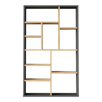 Alternative view of Βιβλιοθήκη Boteca 10θέσεων pakoworld σε oak-ανθρακί απόχρωση 75x22x123.6εκ