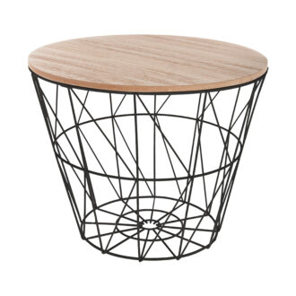 Alternative view of Βοηθητικό τραπέζι σαλονιού Jacot pakoworld oak-μαύρο Φ38x30,5εκ