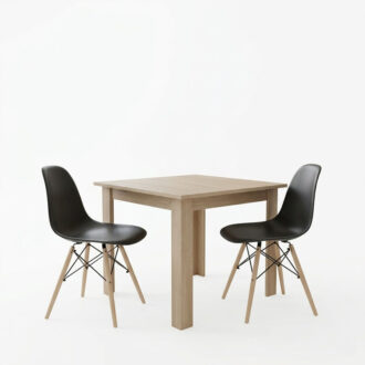 Alternative view of Τραπεζαρία Manka I-Julita pakoworld σετ 3τεμ σε sonoma-μαύρη απόχρωση 80x80x77εκ