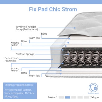 Alternative view of Στρώμα Fix Pad Chic Strom μονής όψης 18-19cm 140x200εκ