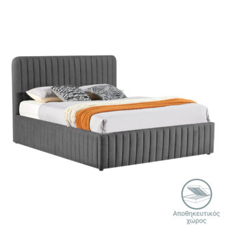 Κρεβάτι διπλό Zilin pakoworld ύφασμα ανθρακί με αποθηκευτικό χώρο 160x200εκ