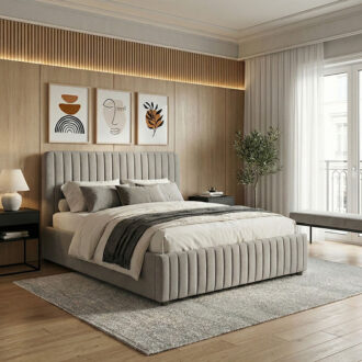 Alternative view of Κρεβάτι διπλό Zilin pakoworld ύφασμα γκρι-μπεζ με αποθηκευτικό χώρο 160x200εκ