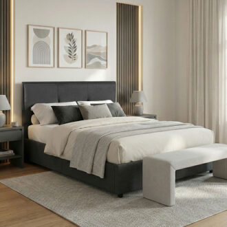 Alternative view of Κρεβάτι διπλό Sonnie pakoworld με αποθηκευτικό χώρο ύφασμα ανθρακί 150x200εκ