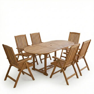 Alternative view of Τραπεζαρία Zerco-Sopho pakoworld σετ 7τεμ φυσικό μασίφ ξύλο ακακίας 200/150x100x75εκ