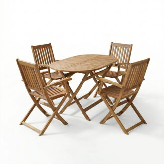 Alternative view of Τραπεζαρία Joter-Falov pakoworld σετ 5τεμ φυσικό μασίφ ξύλο ακακίας 130x80x72εκ