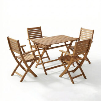 Alternative view of Τραπεζαρία Gorbo-Jaybo pakoworld σετ 5τεμ πτυσσόμενο φυσικό μασίφ ξύλο ακακίας 100x65x72εκ