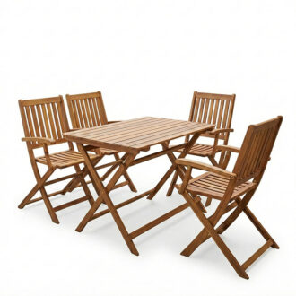 Alternative view of Τραπεζαρία Joter-Jaybo pakoworld σετ 5τεμ πτυσσόμενο φυσικό μασίφ ξύλο ακακίας 100x65x72εκ