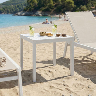 Alternative view of Τραπεζάκι παραλίας Kliton pakoworld αλουμίνιο σε λευκή απόχρωση 45x45x41εκ