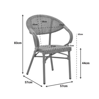 Alternative view of Πολυθρόνα Isaia pakoworld καρυδί αλουμίνιο-textilene μαύρο 57x57x83εκ