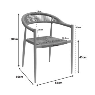 Alternative view of Πολυθρόνα Fagen pakoworld στοιβαζόμενη λευκό αλουμίνιο-φυσικό textilene 56x60x78εκ