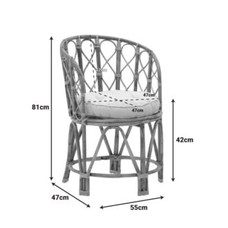Alternative view of Πολυθρόνα Rostan Inart φυσικό rattan με μαξιλάρι 51x50x80εκ