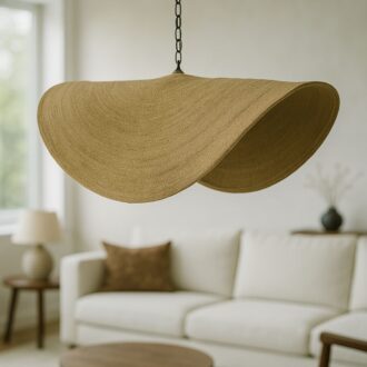 Alternative view of Φωτιστικό οροφής Klark Inart φυσικό ψάθα-μέταλλο Φ120x144εκ