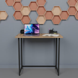 Alternative view of Γραφείο εργασίας τοίχου πτυσσόμενο Thox pakoworld oak μελαμίνης-μαύρο μέταλλο 80x50x72εκ