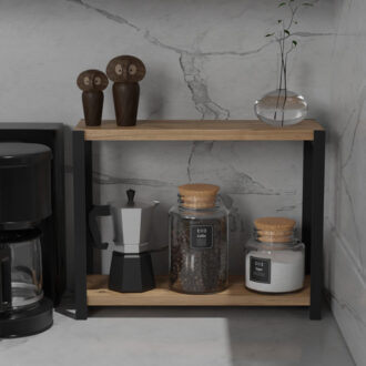 Alternative view of Επιτραπέζια ραφιέρα Lerf pakoworld oak μελαμίνης-μαύρο μέταλλο 48x17x40εκ