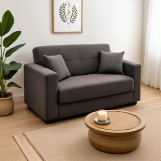 Καναπές-κρεβάτι με αποθηκευτικό χώρο διθέσιος Vox pakoworld ανθρακί ύφασμα 154x82x83εκ