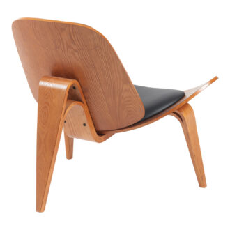 Alternative view of Πολυθρόνα Vilma pakoworld PU μαύρο- plywood καρυδί 90x76.5x74.5εκ