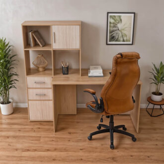 Alternative view of Γραφείο με βιβλιοθήκη Scarlet pakoworld σε sonoma-λευκή απόχρωση 161x60x150εκ