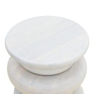 Alternative view of Βοηθητικό τραπέζι Circena pakoworld μασίφ μάνγκο ξύλο λευκό Φ40x45εκ