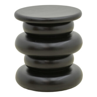 Βοηθητικό τραπέζι Circena pakoworld μασίφ μάνγκο ξύλο μαύρο Φ40x45εκ