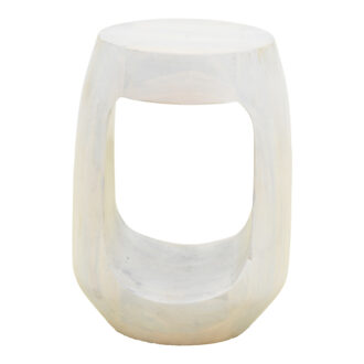 Alternative view of Βοηθητικό τραπέζι Lenora pakoworld μασίφ μάνγκο ξύλο λευκό Φ33x45εκ