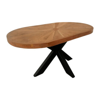 Alternative view of Τραπέζι σαλονιού Fardy pakoworld μασίφ ξύλο ακακίας σε φυσική απόχρωση με μαύρα μεταλλικά πόδια 120x60x45εκ