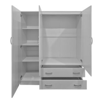 Alternative view of Ντουλάπα τρίφυλλη με 2 συρτάρια Alvia pakoworld λευκή 150x51x180εκ