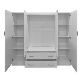 Alternative view of Ντουλάπα τετράφυλλη με 2 συρτάρια Alvia pakoworld λευκή 200x51x180εκ