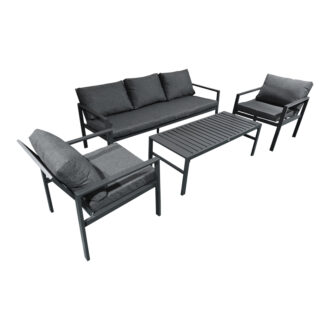 Alternative view of Σαλόνι Gardenly Ι pakoworld σετ 4τμχ αλουμίνιο σε ανθρακί απόχρωση με ανθρακί μαξιλάρια