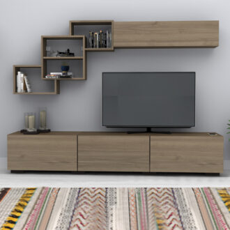 Alternative view of Σύνθεση τηλεόρασης Free Megapap χρώμα καρυδί 210x35x38εκ.