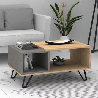 Τραπεζάκι σαλονιού Don Megapap χρώμα φυσικό οξιάς - γκρι σκυροδέματος 90x55x44εκ.