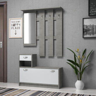 Έπιπλο εισόδου Raynold Megapap χρώμα γκρι σκυροδέματος - λευκό 100x30x180εκ.