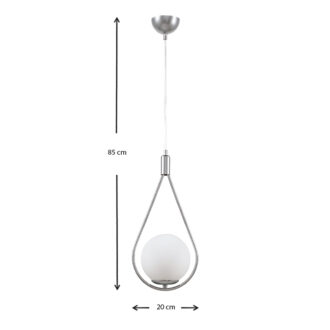 Alternative view of Φωτιστικό οροφής Shemesh Megapap E27  μεταλλικό μονόφωτο χρώμα ασημί 20x20x85εκ.