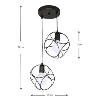 Alternative view of Φωτιστικό οροφής Lusita Megapap E27 μεταλλικό δίφωτο χρώμα μαύρο 35x35x70εκ.