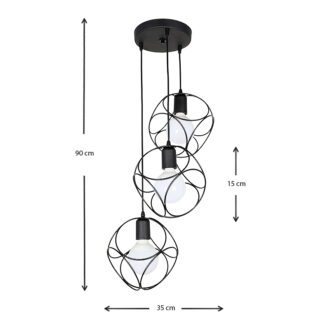 Alternative view of Φωτιστικό οροφής Lusita Megapap E27 μεταλλικό τρίφωτο χρώμα μαύρο 35x35x90εκ.