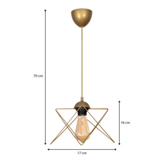 Alternative view of Φωτιστικό οροφής Faven Megapap E27 μεταλλικό μονόφωτο χρώμα χρυσό 17x17x70εκ.