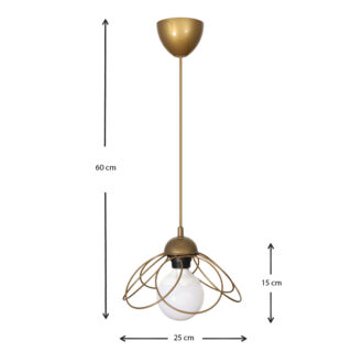 Alternative view of Φωτιστικό οροφής Zufash Megapap E14 μεταλλικό μονόφωτο χρώμα χρυσό 25x25x60εκ.